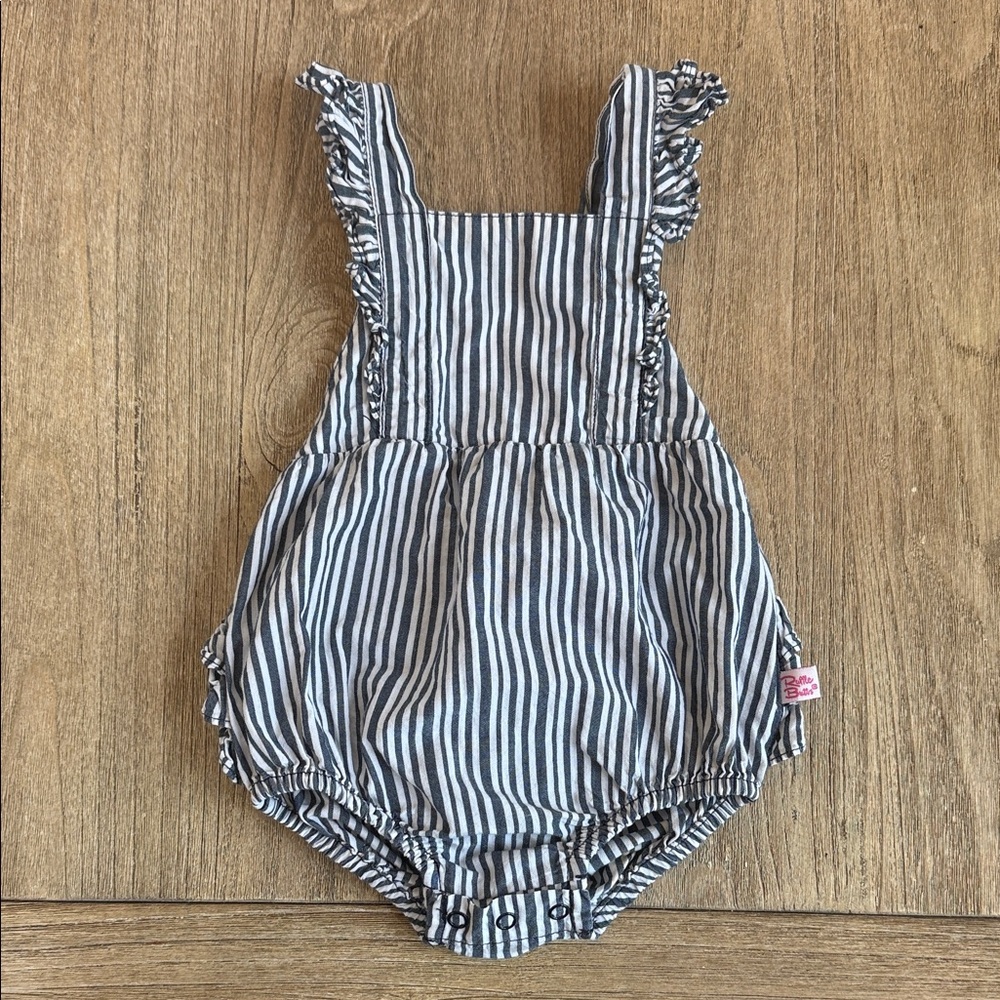 Ruffle Butts Navy and White Striped Romper Size 6-12 Months